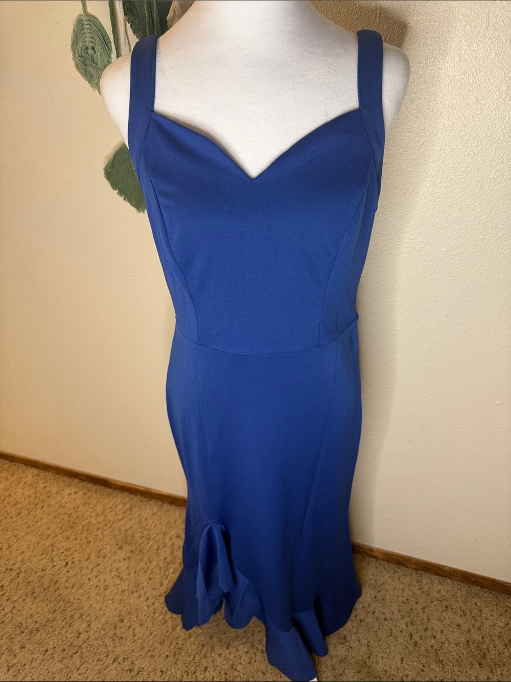 Grace Karin Royal Blue Sweetheart Midi Dress with Flounce Hem
